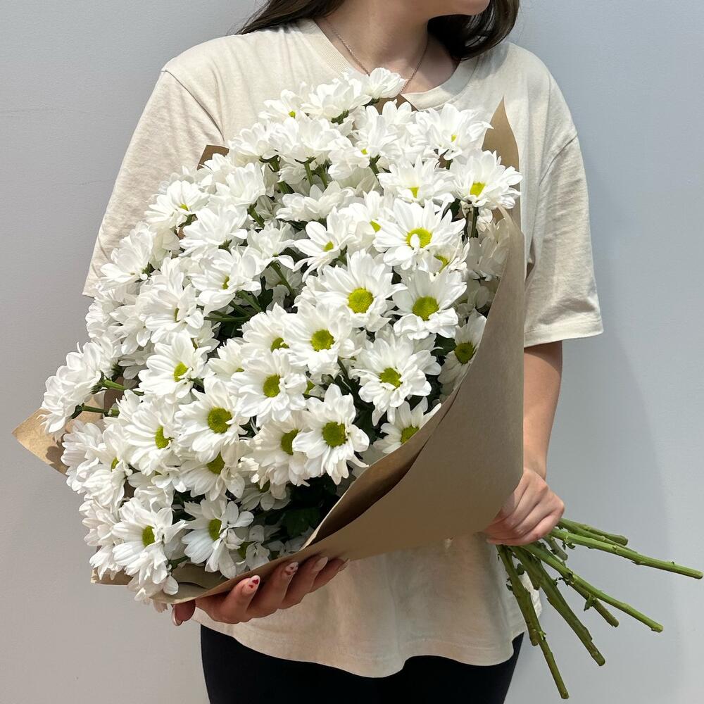 Букет «Летняя свежесть» – дыхание лета в белых хризантемах Старая Купавна Московская область